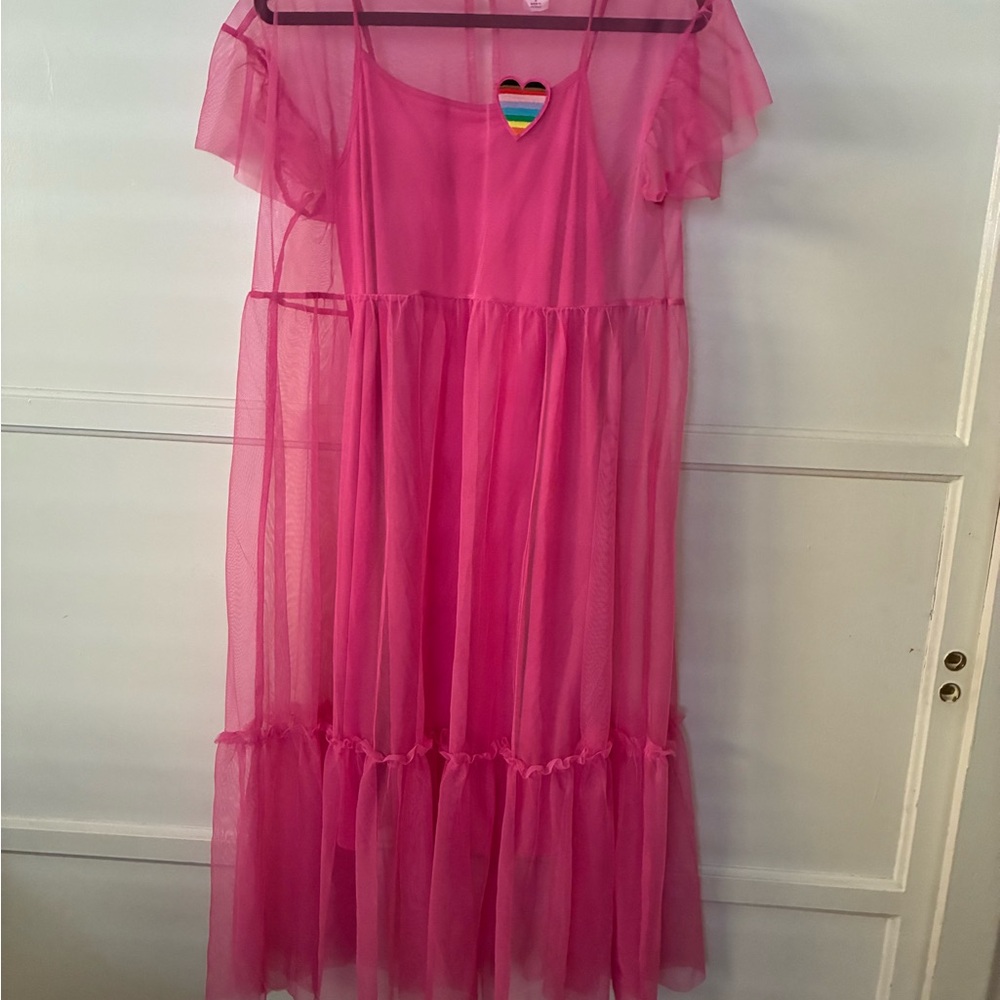 Target Pride LGBTQ Pink Sheer Layered Tulle Mesh Dress Humberto Crus Small